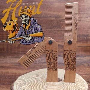 NEW Men’s Bamboo Folding Styling Comb - Skeleton & Dog